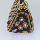 Christian Dior Hand Bag Canvas Blue Gold Auth 85438AM-3