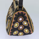 Christian Dior Hand Bag Canvas Blue Gold Auth 85438AM-4