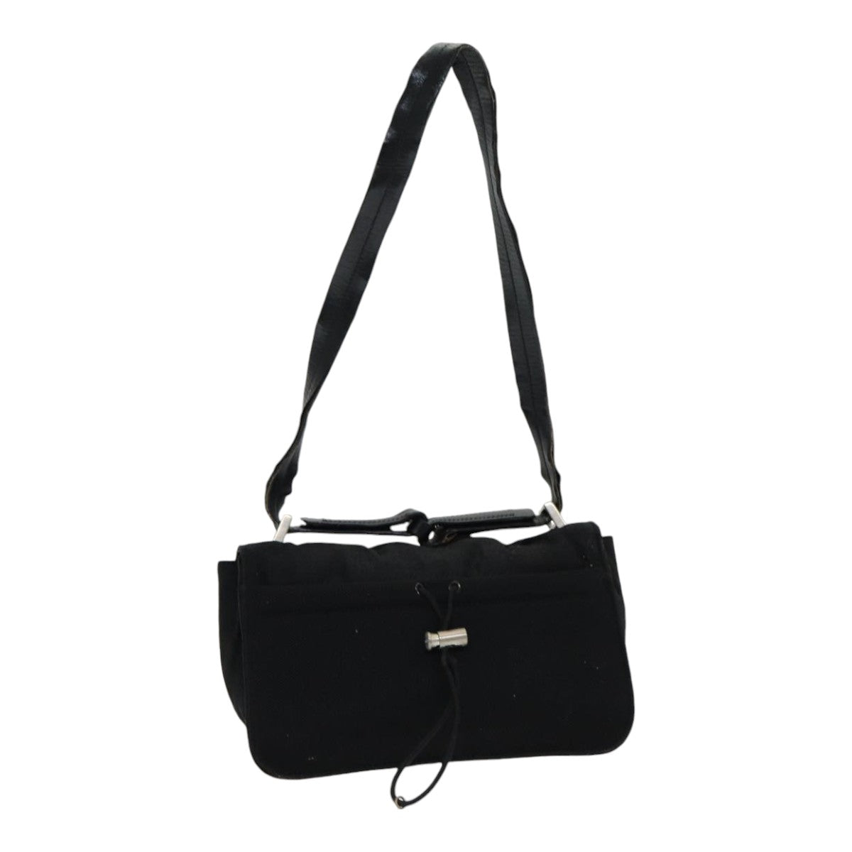 PRADA Shoulder Bag Nylon Black Silver Auth 85439