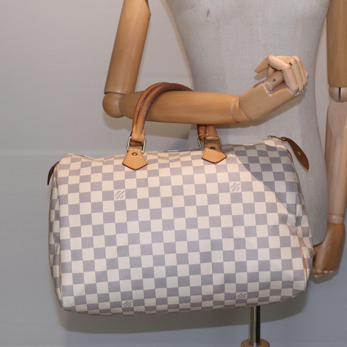 LOUIS VUITTON Damier Azur Speedy 35 Hand Bag N41535 LV Auth 85445