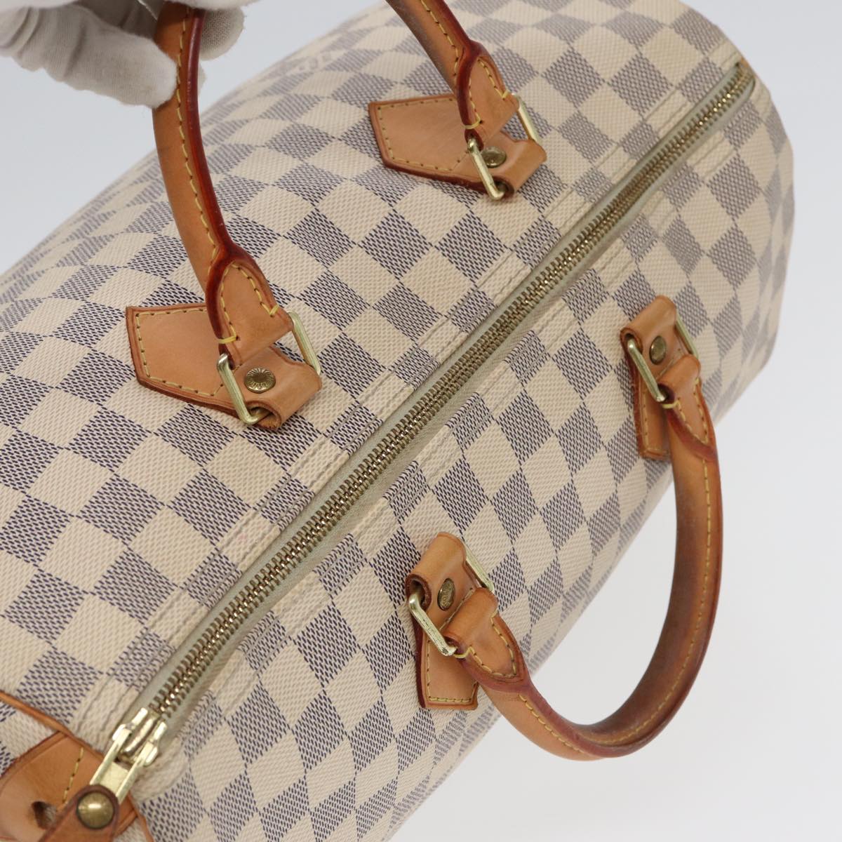 LOUIS VUITTON Damier Azur Speedy 35 Hand Bag N41535 LV Auth 85445