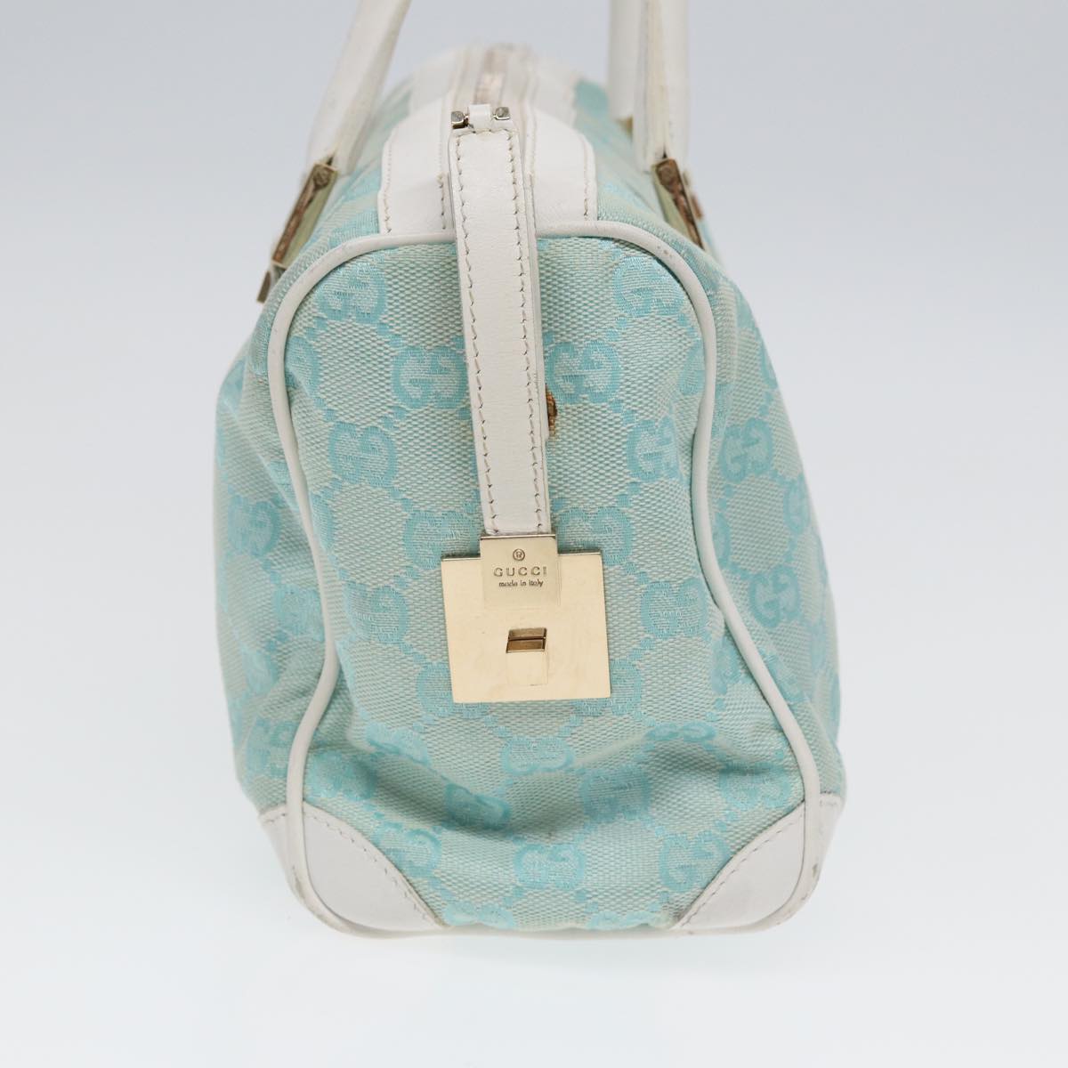 GUCCI GG Canvas Hand Bag Peppermint Gold 000 0851 Auth 85472