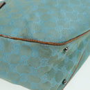 GUCCI GG Canvas Tote Bag Silver Turquoise Blue 113017 Auth 85473-9