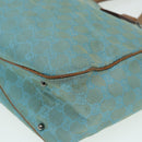 GUCCI GG Canvas Tote Bag Silver Turquoise Blue 113017 Auth 85473-14