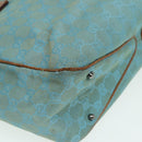 GUCCI GG Canvas Tote Bag Silver Turquoise Blue 113017 Auth 85473-15