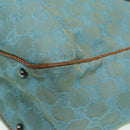 GUCCI GG Canvas Tote Bag Silver Turquoise Blue 113017 Auth 85473-16