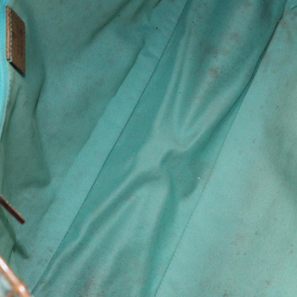 GUCCI GG Canvas Tote Bag Silver Turquoise Blue 113017 Auth 85473