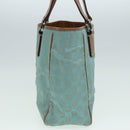 GUCCI GG Canvas Tote Bag Silver Turquoise Blue 113017 Auth 85473-4