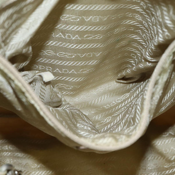 PRADA Handtasche Nylon Silber Beige Auth 85481