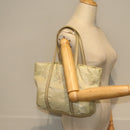 PRADA Hand Bag Nylon Silver Beige Auth 85481-21
