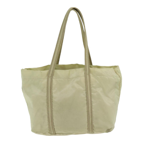 PRADA Handtasche Nylon Silber Beige Auth 85481