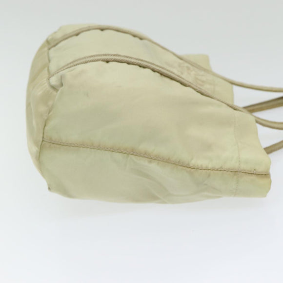 PRADA Handtasche Nylon Silber Beige Auth 85481