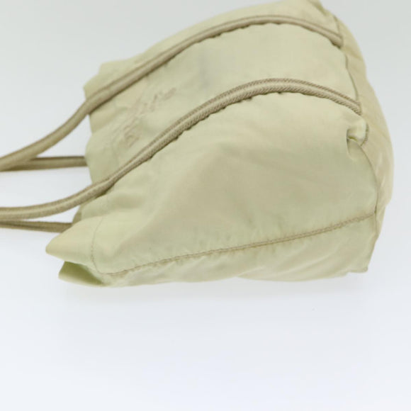 PRADA Handtasche Nylon Silber Beige Auth 85481
