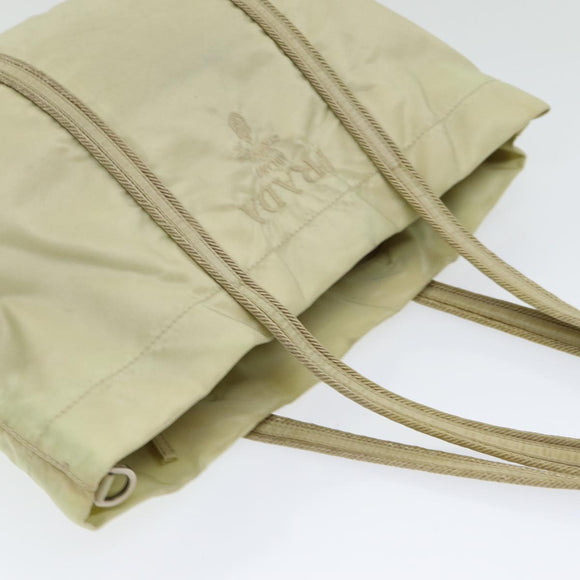 PRADA Handtasche Nylon Silber Beige Auth 85481