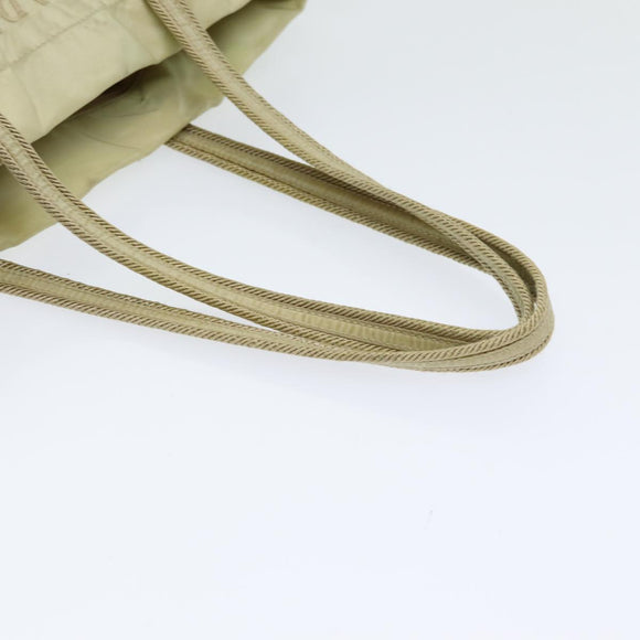 PRADA Handtasche Nylon Silber Beige Auth 85481