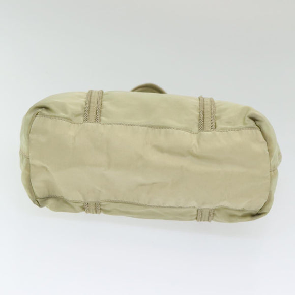 PRADA Handtasche Nylon Silber Beige Auth 85481