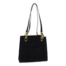 Salvatore Ferragamo Shoulder Bag Suede Black Gold Auth 85492-1