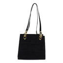 Salvatore Ferragamo Shoulder Bag Suede Black Gold Auth 85492-13