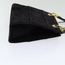 Salvatore Ferragamo Shoulder Bag Suede Black Gold Auth 85492-3