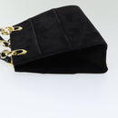 Salvatore Ferragamo Shoulder Bag Suede Black Gold Auth 85492-4