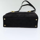 Salvatore Ferragamo Shoulder Bag Suede Black Gold Auth 85492-5