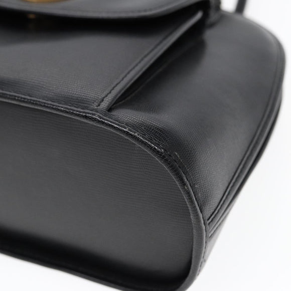 CELINE Handtasche Leder 2way Schwarz Gold Auth 85493
