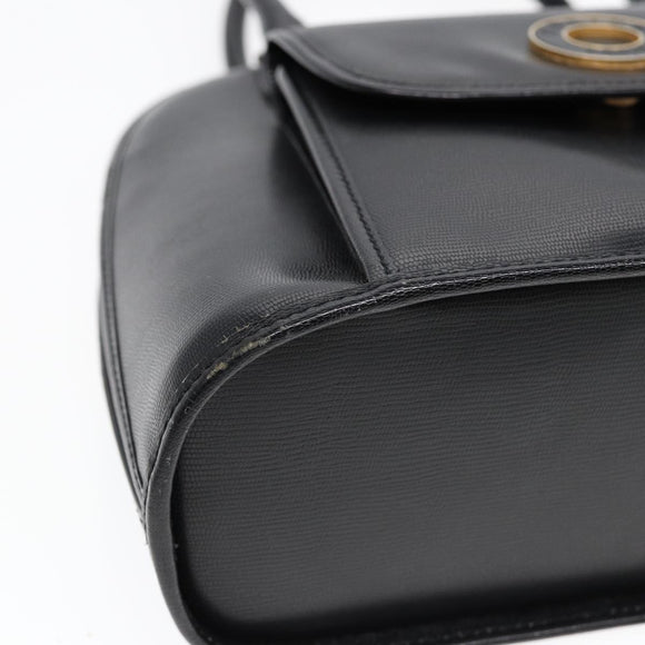 CELINE Handtasche Leder 2way Schwarz Gold Auth 85493