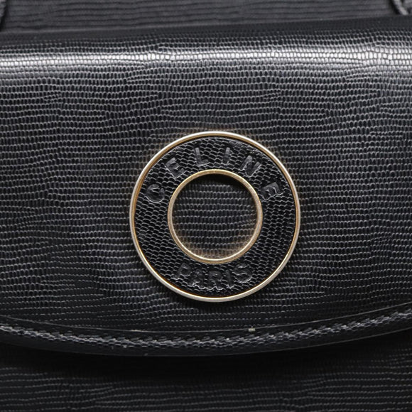 CELINE Handtasche Leder 2way Schwarz Gold Auth 85493