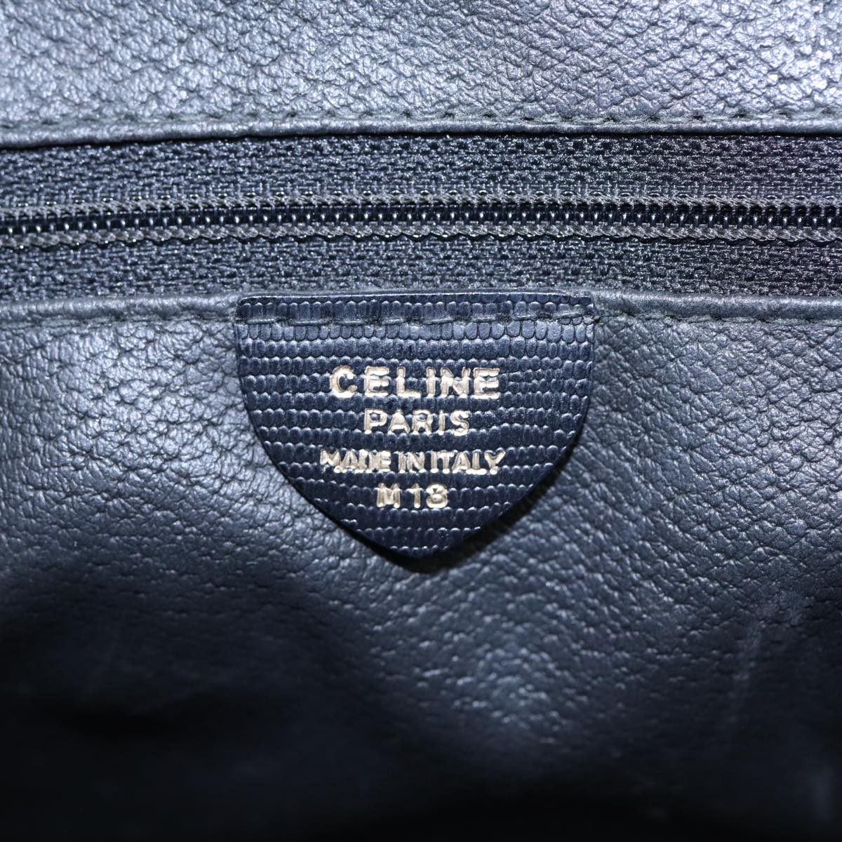 CELINE Hand Bag Leather 2way Black Gold Auth 85493