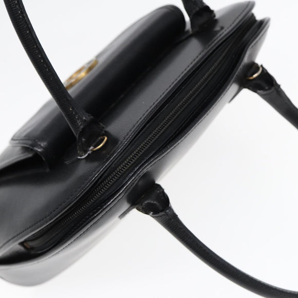 CELINE Handtasche Leder 2way Schwarz Gold Auth 85493