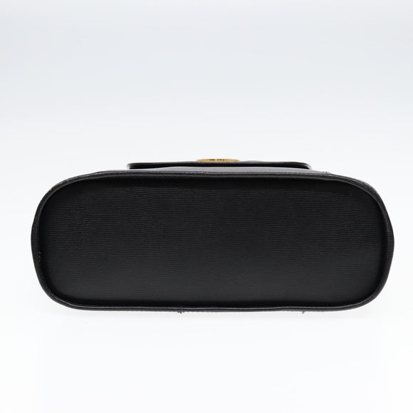 CELINE Handtasche Leder 2way Schwarz Gold Auth 85493