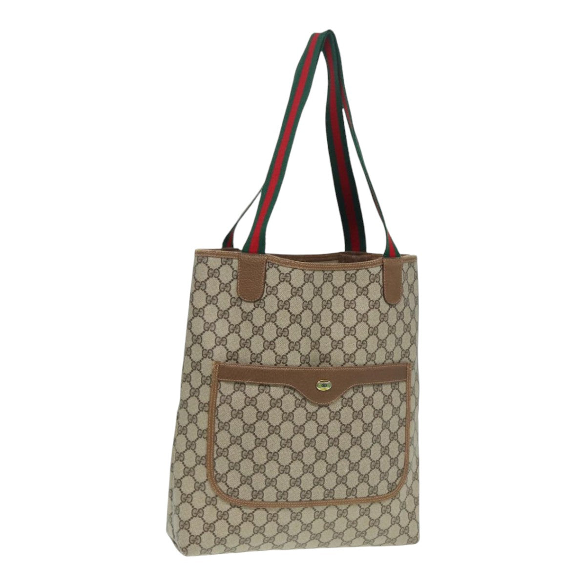 GUCCI GG Supreme Web Sherry Line Tote Bag PVC Beige Silver 39 02 003 Auth 85494