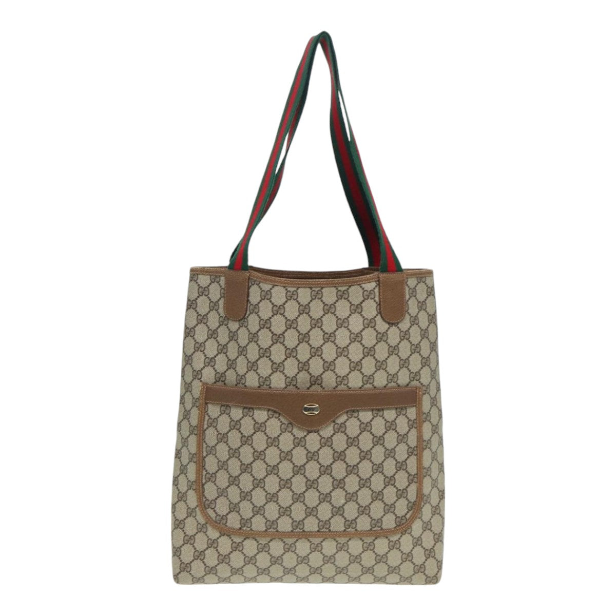 GUCCI GG Supreme Web Sherry Line Tote Bag PVC Beige Silver 39 02 003 Auth 85494