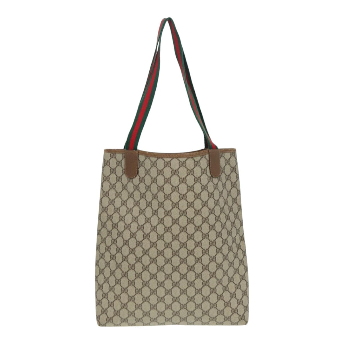 GUCCI GG Supreme Web Sherry Line Tote Bag PVC Beige Silver 39 02 003 Auth 85494