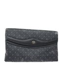 GUCCI Clutch Bag Leather Black Gold Auth 85496-1