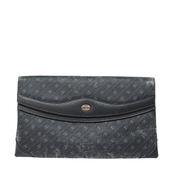 GUCCI Clutch Tasche Leder Schwarz Gold Auth 85496