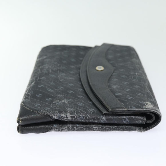 GUCCI Clutch Tasche Leder Schwarz Gold Auth 85496