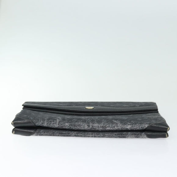 GUCCI Clutch Tasche Leder Schwarz Gold Auth 85496