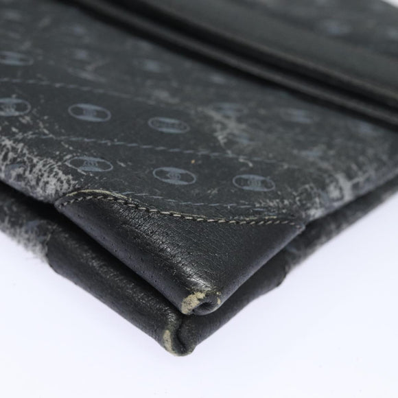 GUCCI Clutch Tasche Leder Schwarz Gold Auth 85496