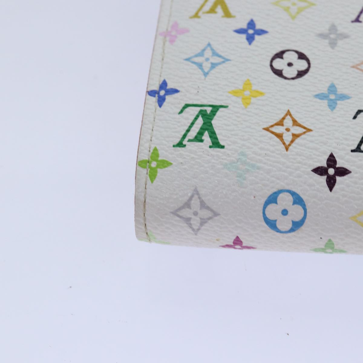 LOUIS VUITTON Multicolor Portefeuille Sarah Wallet White M93532 LV Auth 85501