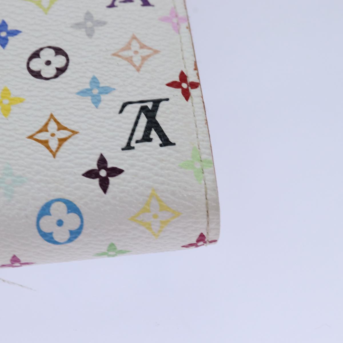 LOUIS VUITTON Multicolor Portefeuille Sarah Wallet White M93532 LV Auth 85501