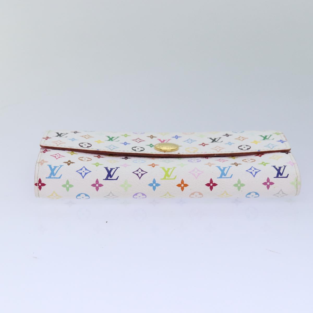 LOUIS VUITTON Multicolor Portefeuille Sarah Wallet White M93532 LV Auth 85501