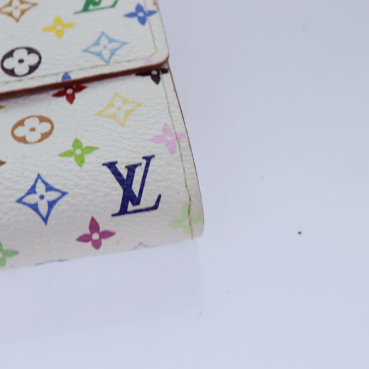 LOUIS VUITTON Multicolor Portefeuille Sarah Wallet White M93532 LV Auth 85501