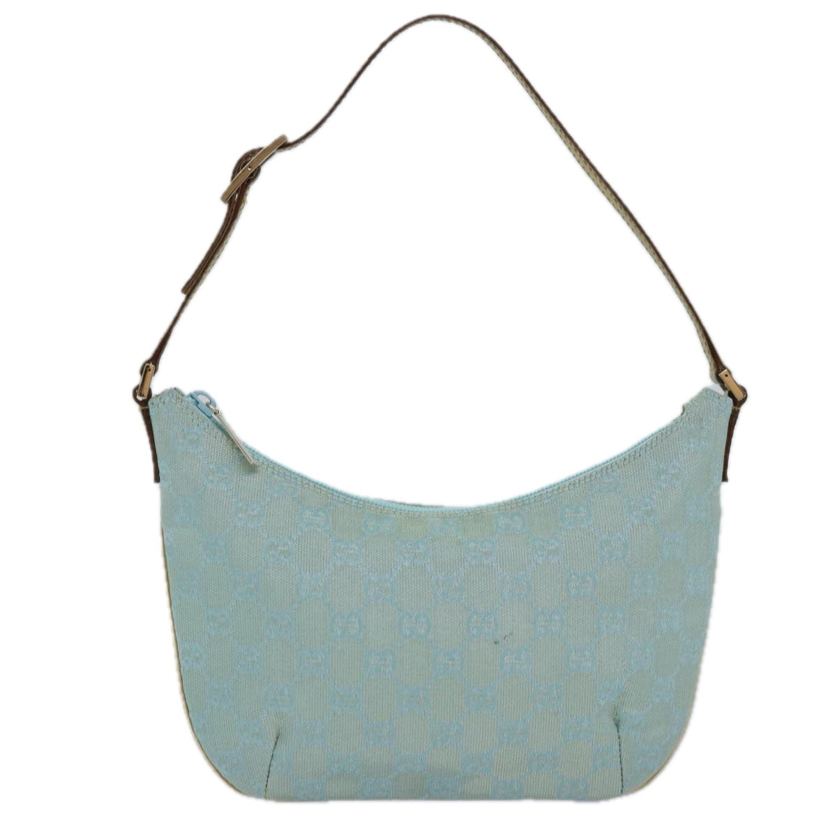 GUCCI GG Canvas Shoulder Bag Light Blue Gold 005 0813 Auth 85517