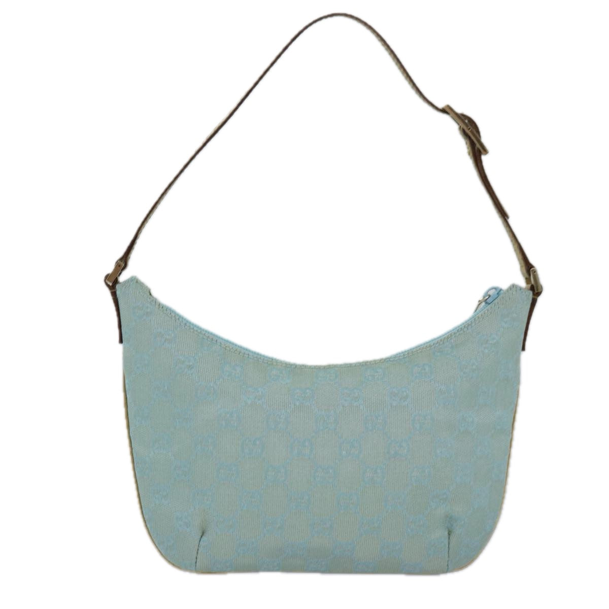 GUCCI GG Canvas Shoulder Bag Light Blue Gold 005 0813 Auth 85517 - 0