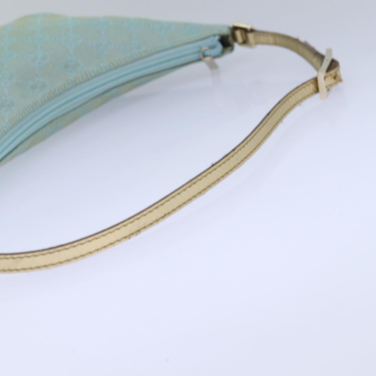 GUCCI GG Canvas Shoulder Bag Light Blue Gold 005 0813 Auth 85517