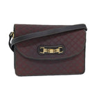 CELINE Macadam Canvas Shoulder Bag Gray Gold Auth 85525-1