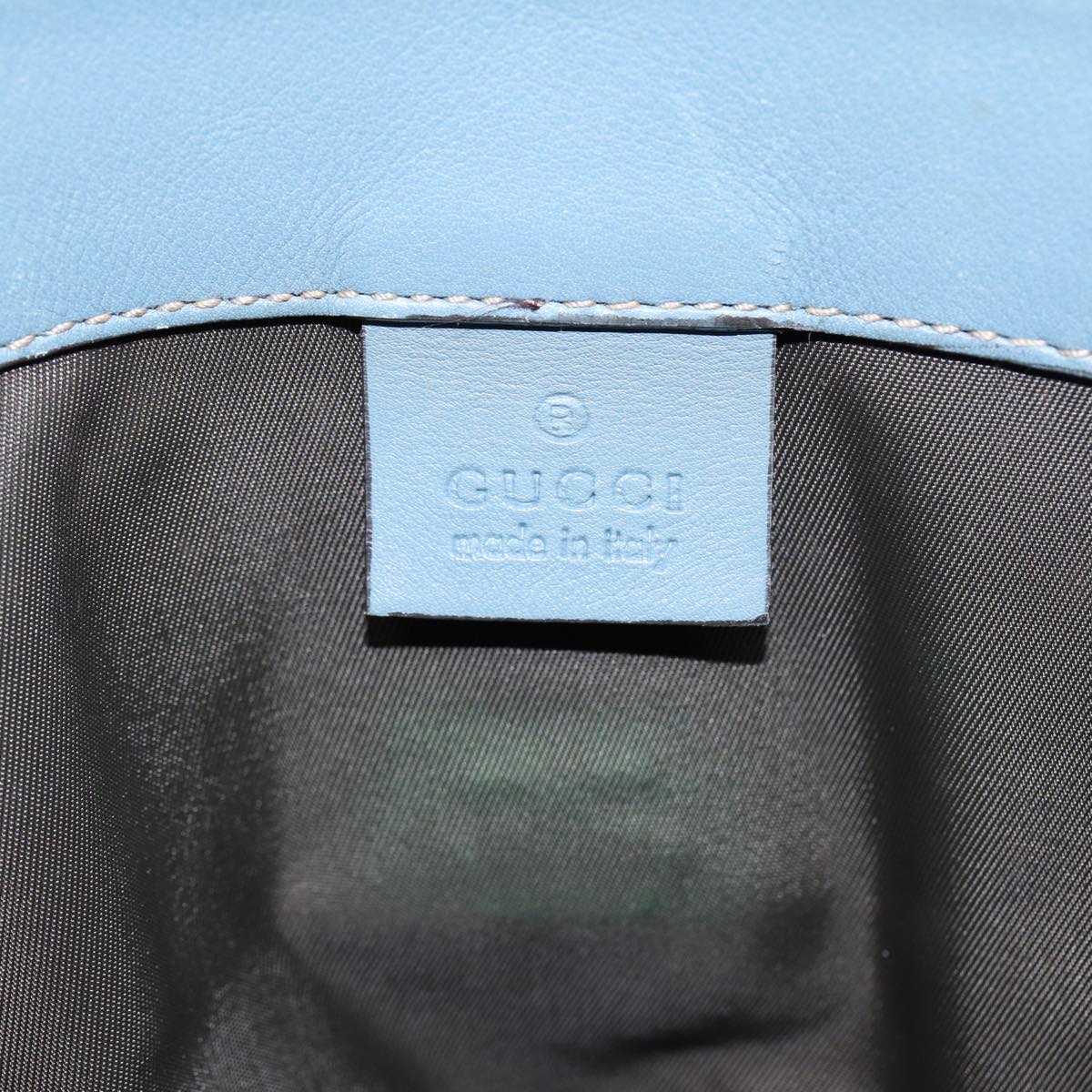 GUCCI GG Canvas Guccissima Tote Bag Nylon Leather Light Blue Silve Auth 85527