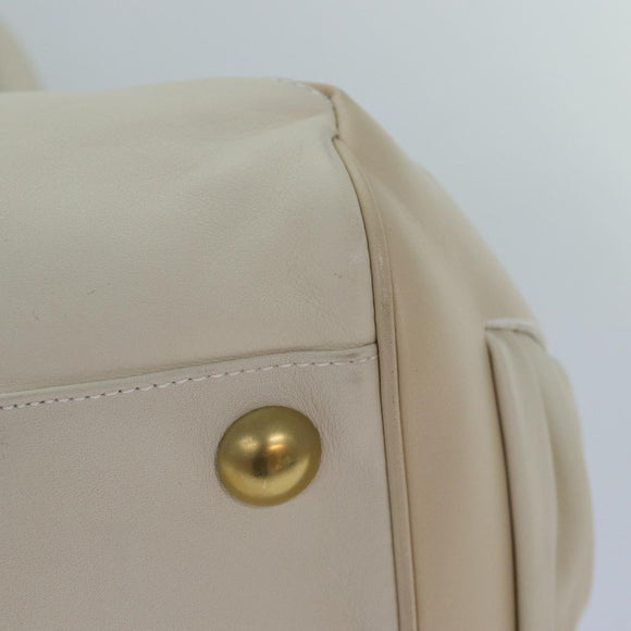 Salvatore Ferragamo Gancini Umhängetasche Leder Weiß Gold Auth 85534
