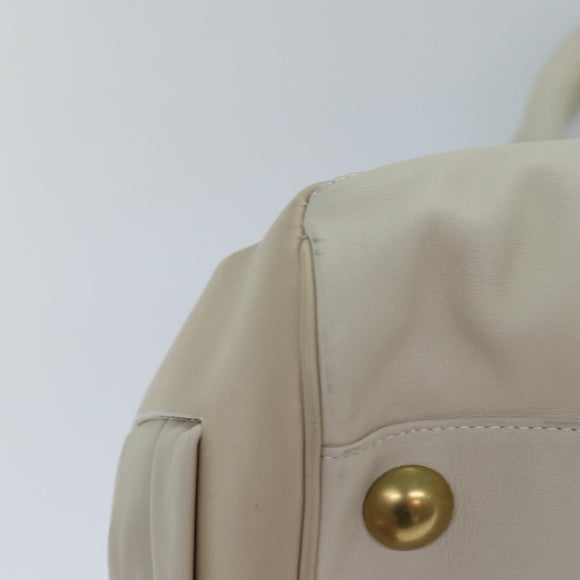 Salvatore Ferragamo Gancini Umhängetasche Leder Weiß Gold Auth 85534